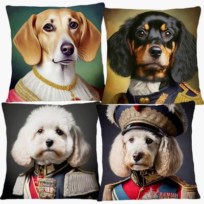 Europäische Königshunde Porträts Kissenbezug Dalmatiner Pudel Beagle Boston Terrier Golden Retriever Hunde Kunstdruck Kissenbezug