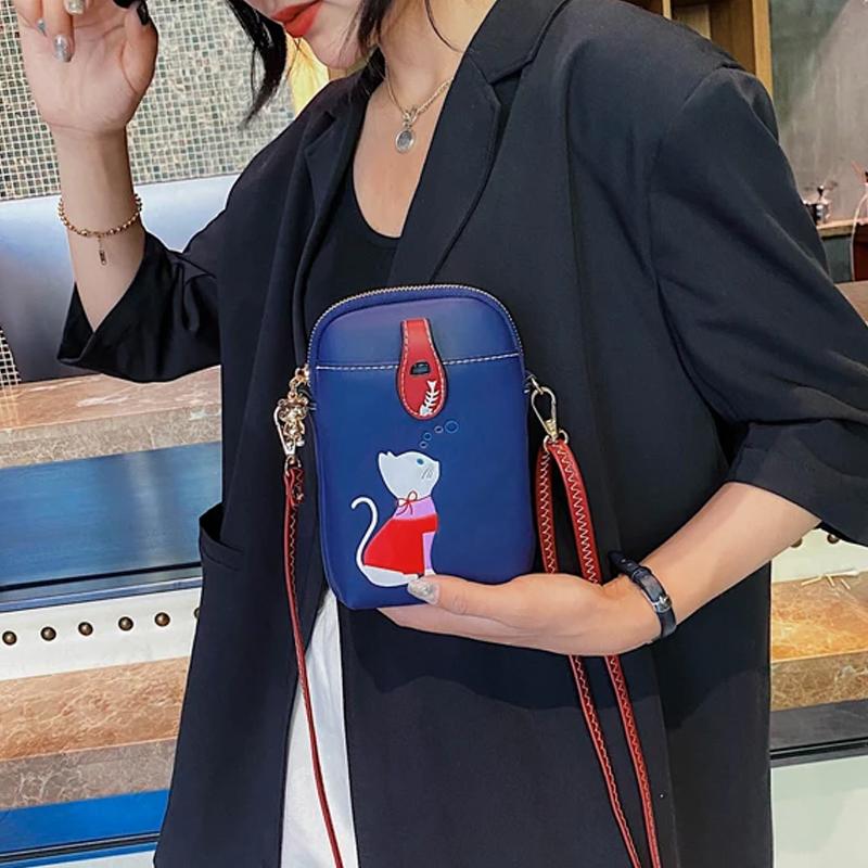 Cute Cat Crossbody Bags for Girl Mobile Phone Bag Female Luxury Designer Women's Bag 2024 Winter Trend Shoulder Bag