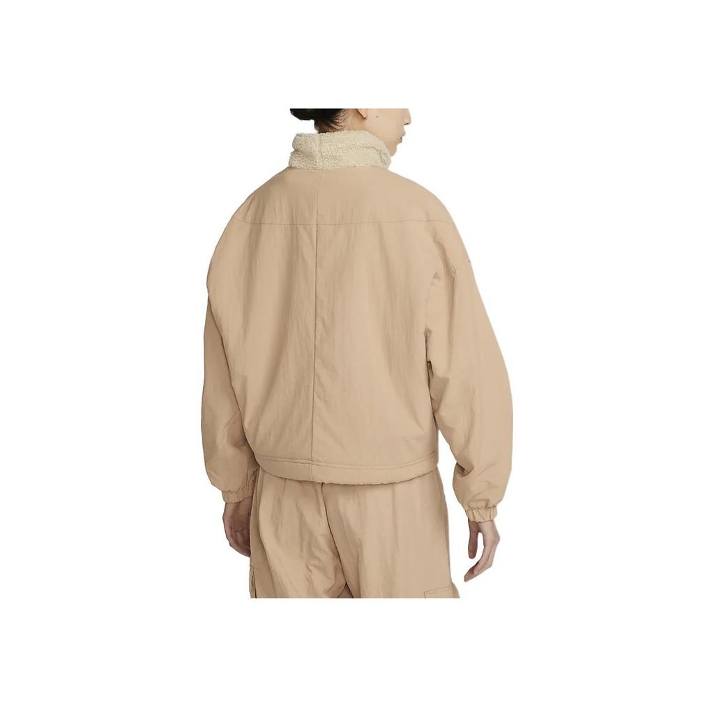 Nike Spliced Logo Embroidered Funnel Neck Fleece Jacket Women Outerwear Lotus-Pink DQ6847-200