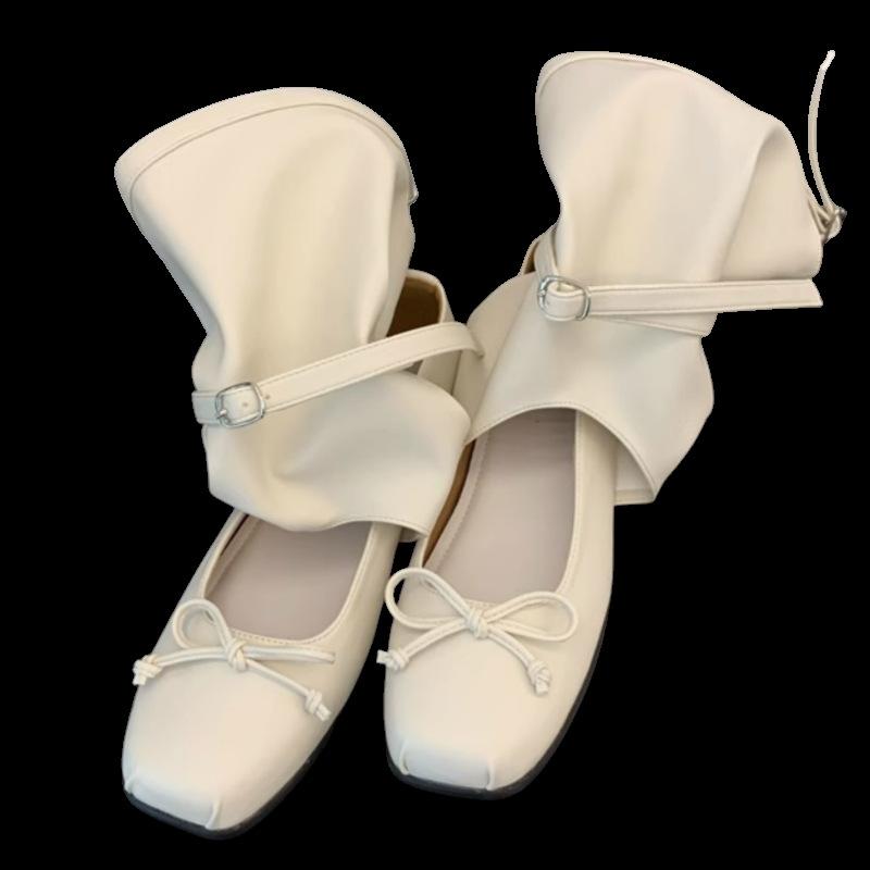 Korean Niche Design Cool Boots Children's 2025 Summer New Bow Ballet Pleated Pile Boots Medium Boots