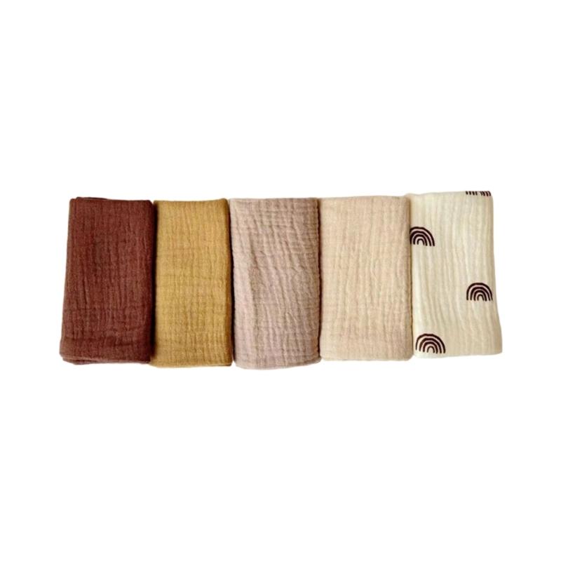 5Pcs Soft Breathable Cotton Baby Washcloths Newborns Bath Towel for Sensitive Skin Multi Use Burp Cloths 25x25cm