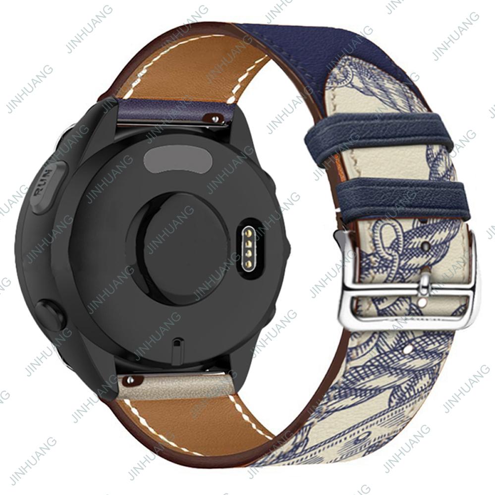 Leather Strap For GARMIN Venu 3 2 SQ2 2plus Luxury WatchBand For Active 6 5  Vivoactive 4 3 Vivomove 3 Paintings Bracelet