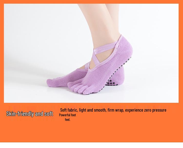 Ballet Style Non-slip Gel Yoga Socks, Cotton Five-Toe Sports Socks