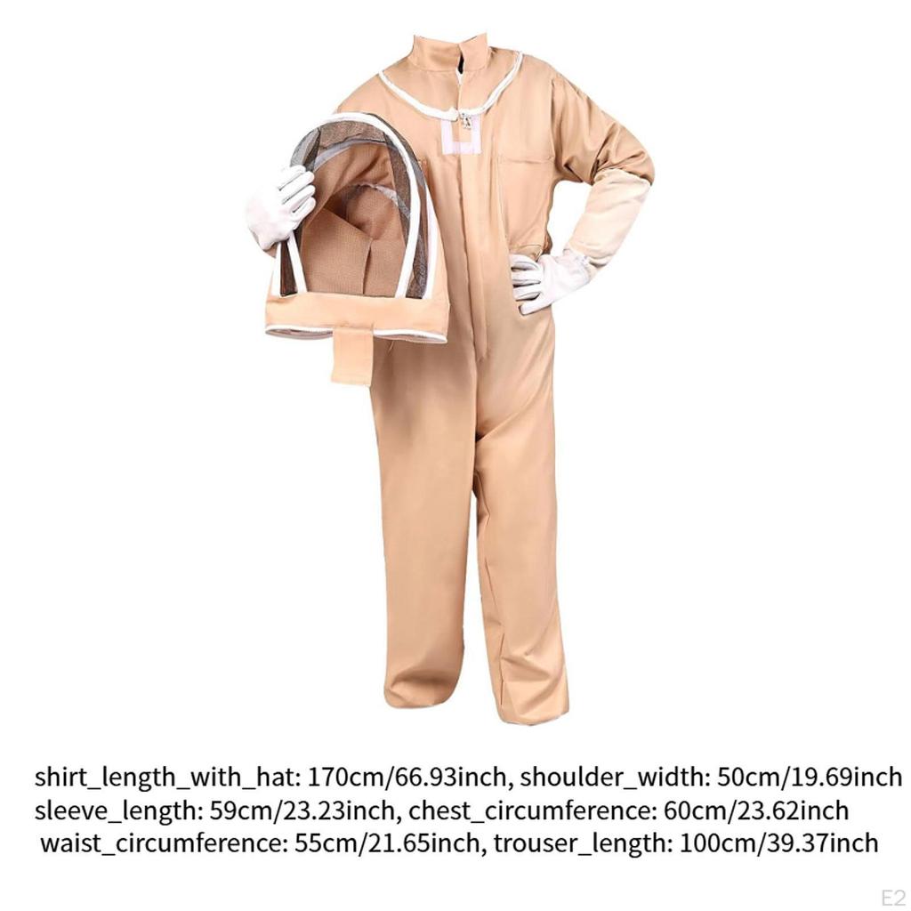 Bee Outfit with Beekeeper Gloves and Fencing Ventilated Cotton Sting Proof Suit