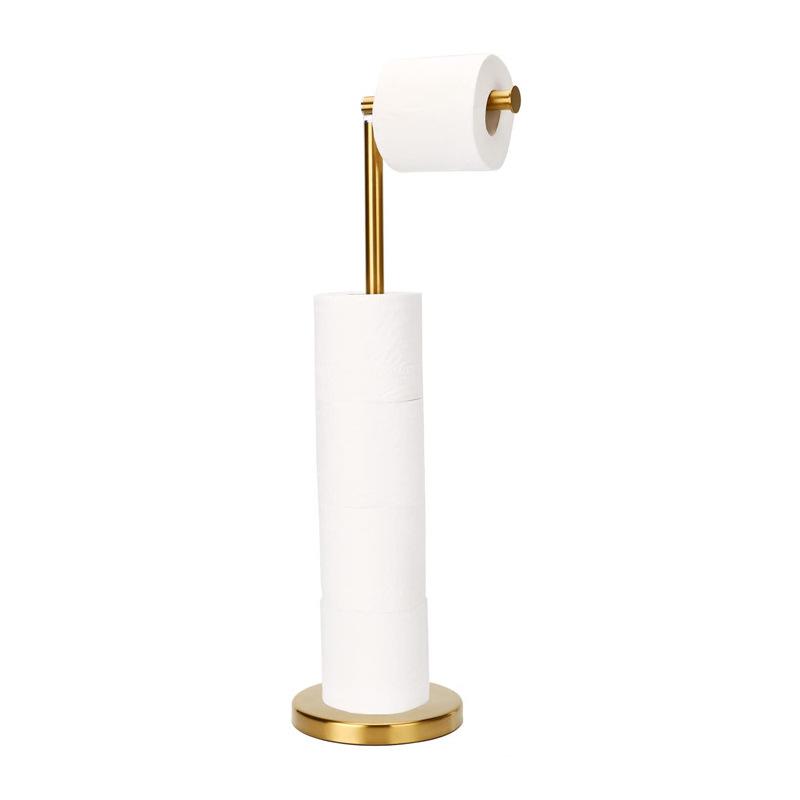Stainless Steel Floor-Standing Toilet Paper Holder, Punch-Free Design