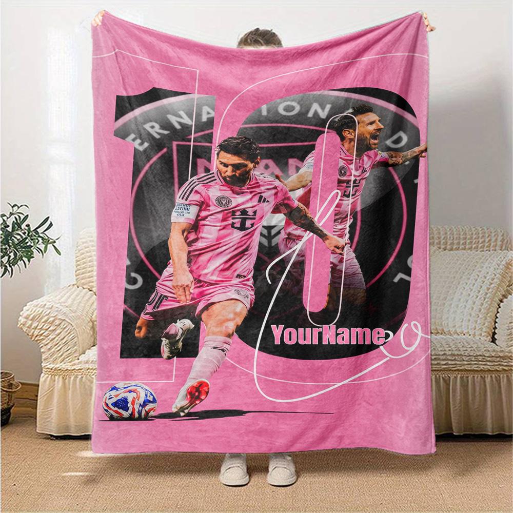 Messi Customize Your Name Blanket Cozy Customizable Blanket Ultra-Soft Great for Livingroom Chair Couch Picnics Ideal for All Seasons