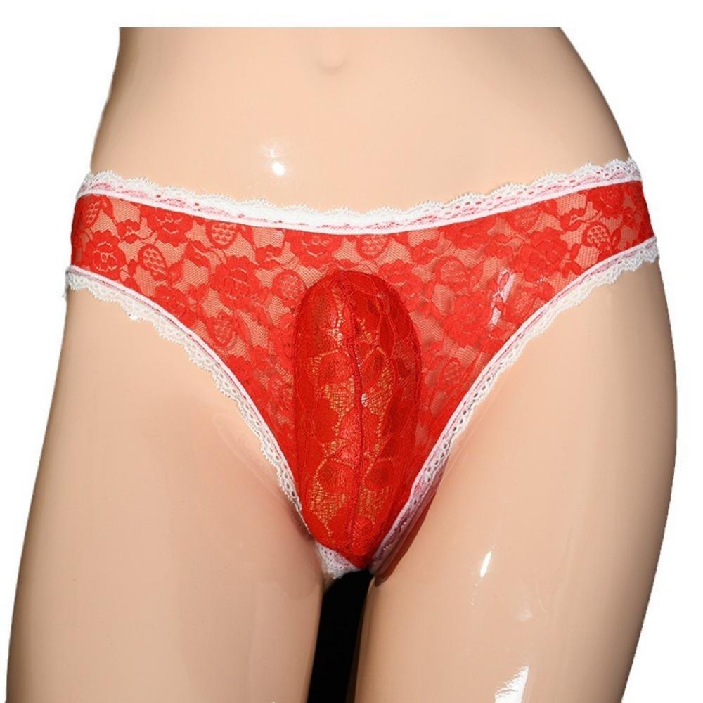 Qinghe Men's Underwear Vertical Bag Egg Sexy Love Women's Lace Jj Set Briefs Couple Underwear Stockings Shorts