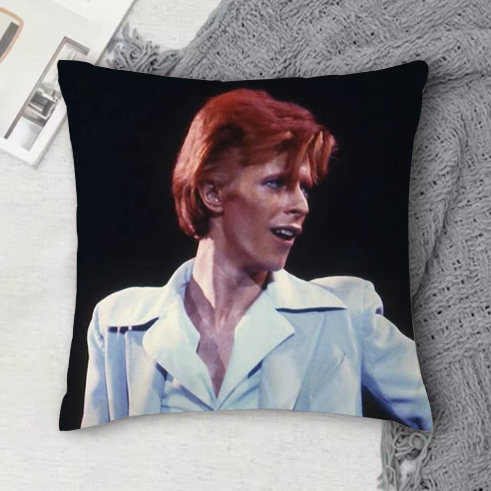 Housse de coussin décorative carrée imprimée recto-verso David Bowie pour canapé, salon, décoration intérieure