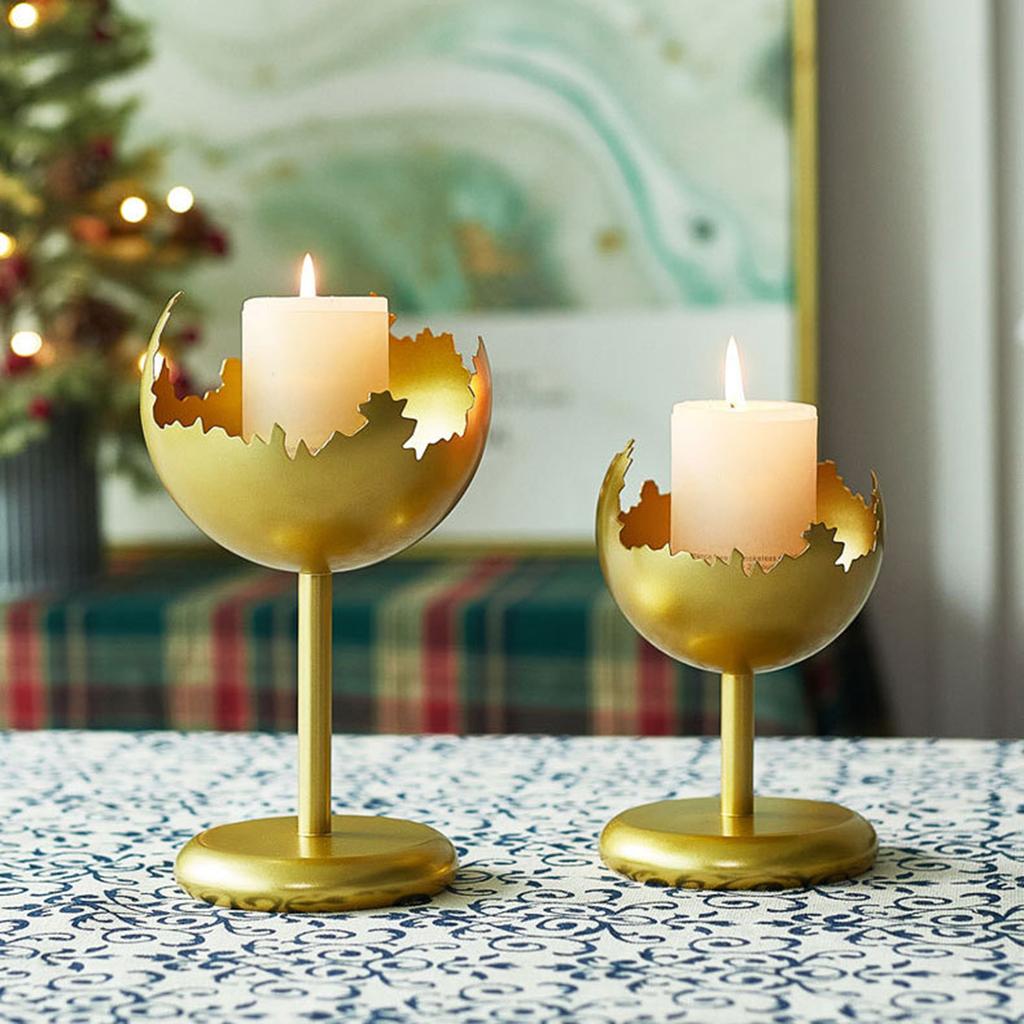 2pcs Vintage Metal Candle Holder Wedding Decor Scented Candle Stand for Home Table Centerpiece Decoration