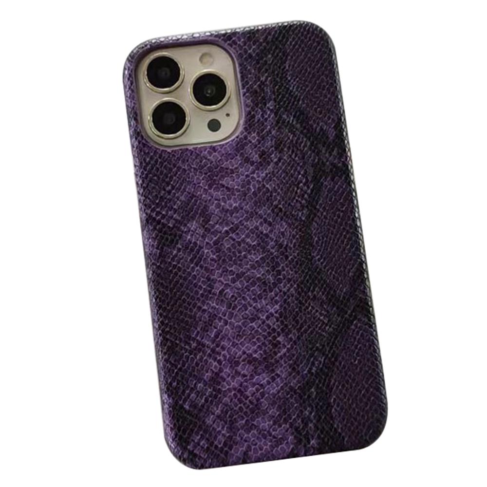 For iPhone 14 Pro Phone Case PC+PU Leather Cover Snake Texture Anti-Drop Phone Back Shell