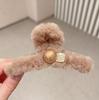 2025 New Year Red Plush Pearl Claw Clip - Stylish Women's Shark Hairpin Accessory for Buns and Hair Styling