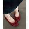 Cowhide model~ leather round head bow flat-bottomed French retro ballet shoes women's one-pedal commuter single shoes ladyshoes