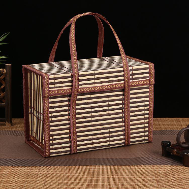 Handwoven Bamboo Gift Basket for Zongzi, Cured Meats, Mooncakes, Fruits, and Local Specialties