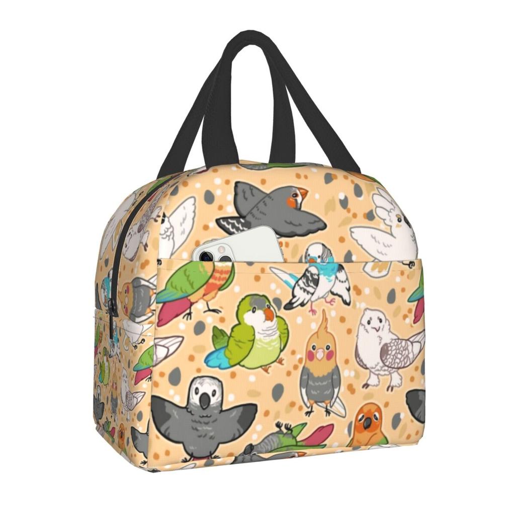 Floral And Parrot Birds Resuable Lunch Box Women Multifunction Thermal Cooler Food Insulated Lunch Bag Office Work Picnic Bags