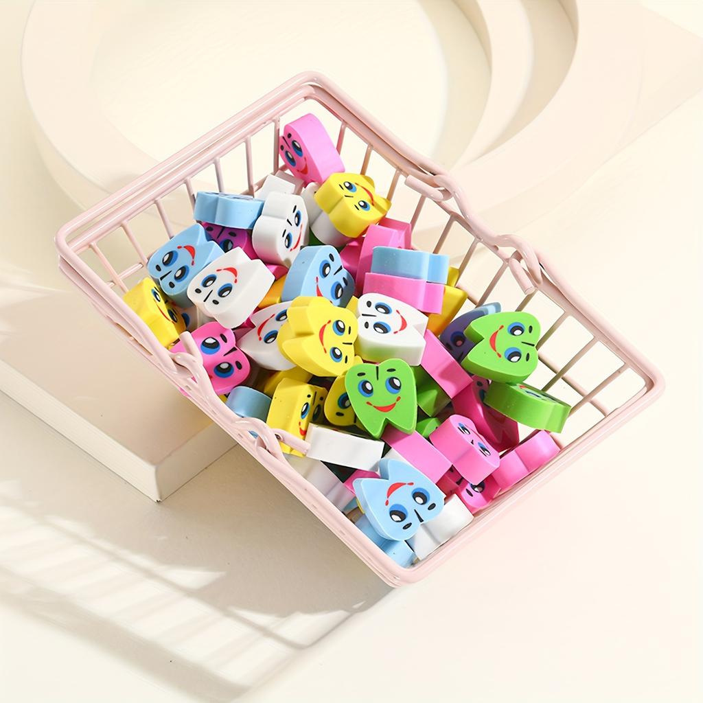 30pcs Cube Erasers - Synthetic Rubber Molar Shaped Pencil Erasers, Durable & Easy To Clean For School&Office Use,School Supplies