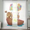 Cartoon Animal Ship Balloon Lion Tiger Rabbit Sheer Curtains for Living Room Tulle for Windows Voile Yarn Short Bedroom Curtains
