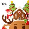 Christmas Party Supplies Wooden Cart Tabletop Decorations, Xmas Figurine Ornament with Snowman Winter Theme Decorations Elk Penguin, Festive