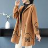 Manteau long en laine à capuche, épais et chaud, imitation vison, pour femme d'âge mûr et femme âgée, idéal pour l'automne/hiver.