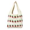 Popular tote bag strawberry pattern knitted crochet bag durable large capacity women's handbag