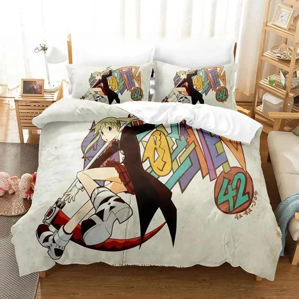 Ny 3D Tecknad Soul Eater Sängklädesset Enkelt Twin Full Queen King Size Sängset Vuxen Barn Sovrum Påslakanset Hemtextilier