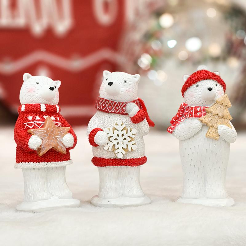פסל דובי חג המולד, פסל שרף יצירתי לקישוט פסטיבל, מתנת חג המולד, אווירה חגיגית לחדר השינה ולסלון