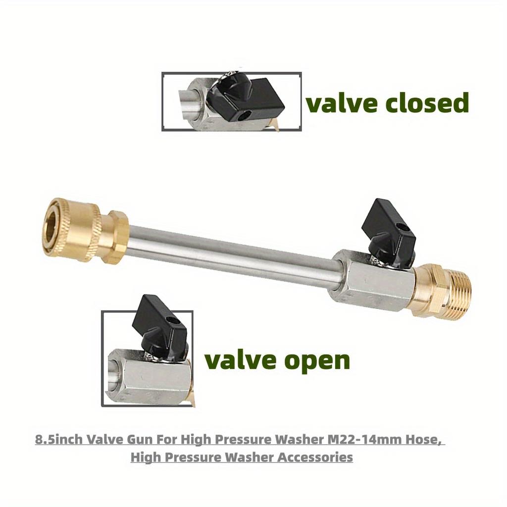 8.5inch High Pressure Washer Ball Valve Gun with 1/4 Inch Quick Connect Plug for Power Washer M22-14mm Hose, 2200PSI Valve Wand