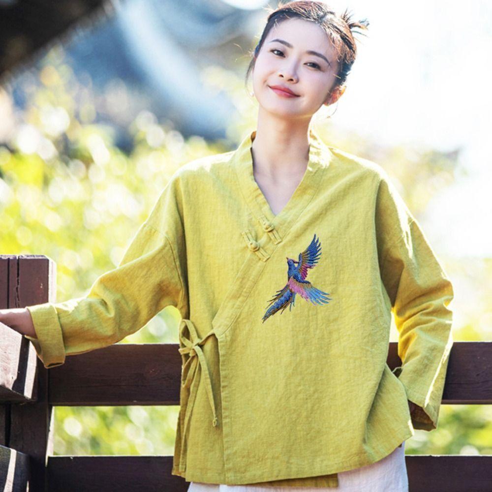 1 pair Apparel Phoenix Bird Embroidered Applique Iron on Self-adhesive Cloth Patches Exquisite DIY Clothes Sticker Hairclip