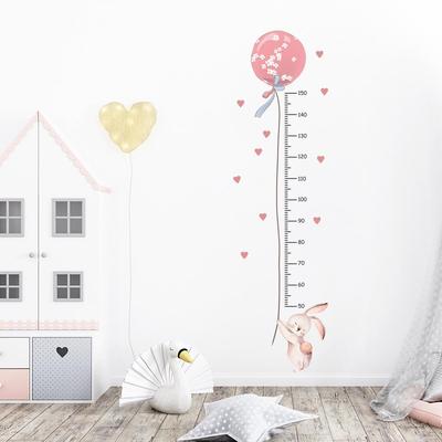 Bebek Kız Odası Çocuk Odası İçin Balon Tavşan Duvar Çıkartmaları Boy Uzatma Cetveli Yükseklik Ölçümü Duvar Dekalleri Kreş