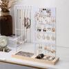 Elegant Jewelry Display Stand Multitier Necklace Holder and Sturdy Earring Organizers with Natural Wood Base Designs
