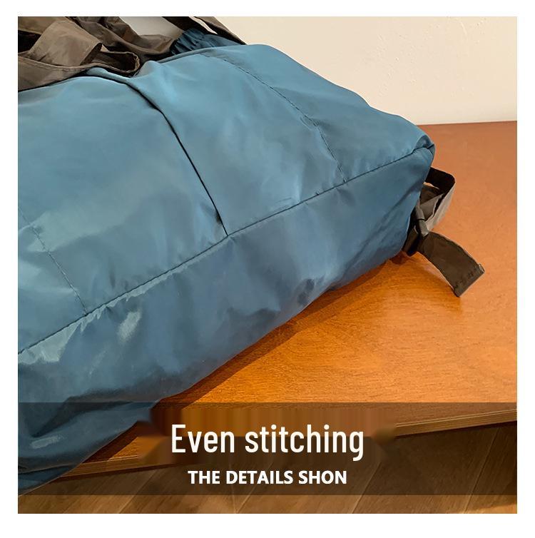 Korean Style Foldable Waterproof Polyester Drawstring Backpack - Large Capacity Shopping Bucket Bag