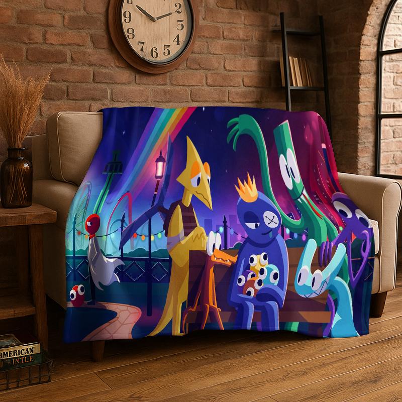 Game R-Rainbow Friends Cartoon Flannel Blanket Soft Warm Throw Blanket for Bedroom Living Room Bed Travel Camping Picnic Kid
