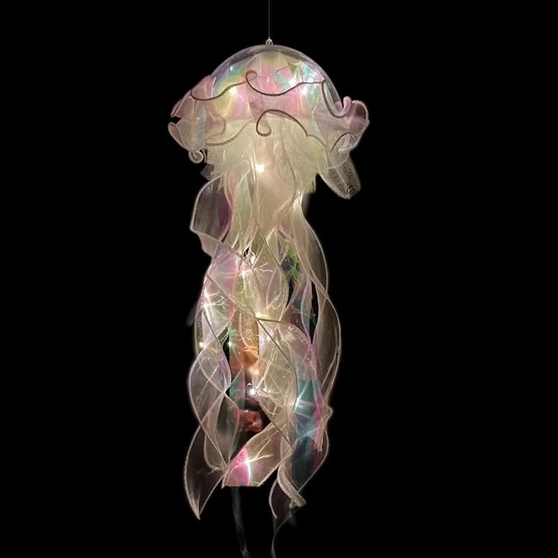 2025 Mid-Autumn Festival Luminous Jellyfish Lantern DIY Kit: Portable Handmade Colored Flower Lantern for Children