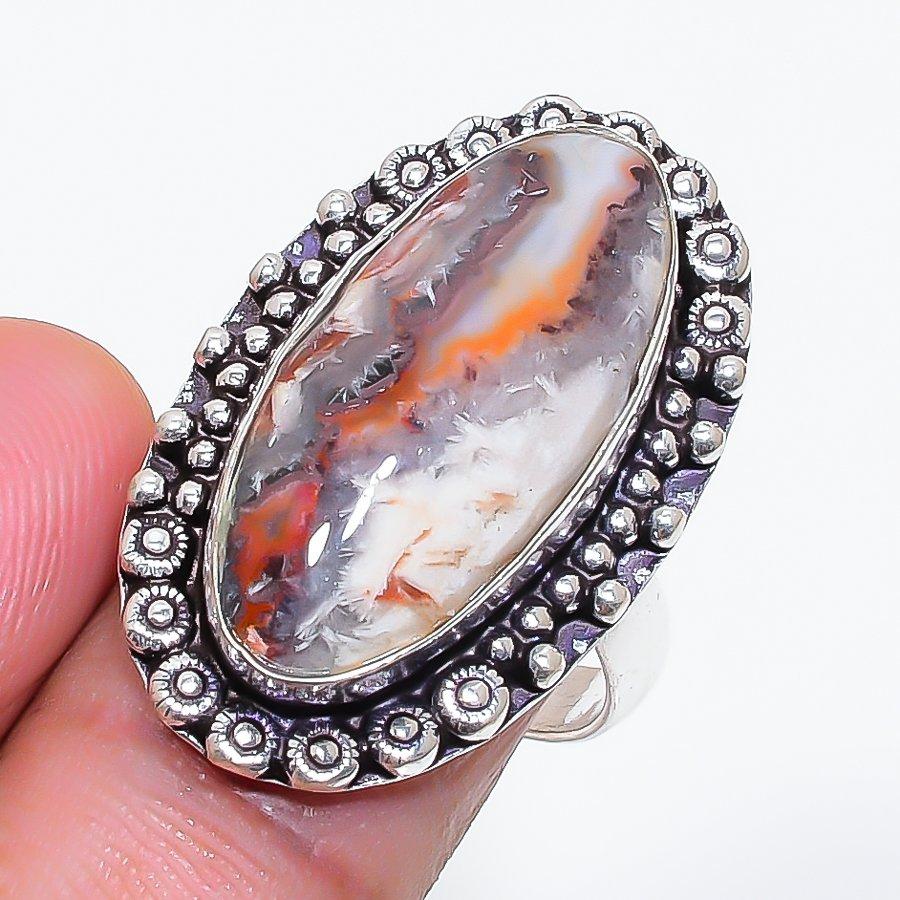 Natural Lake Superior Agate 925 Sterling Silver Jewelry Ring Size 8 ZS-970