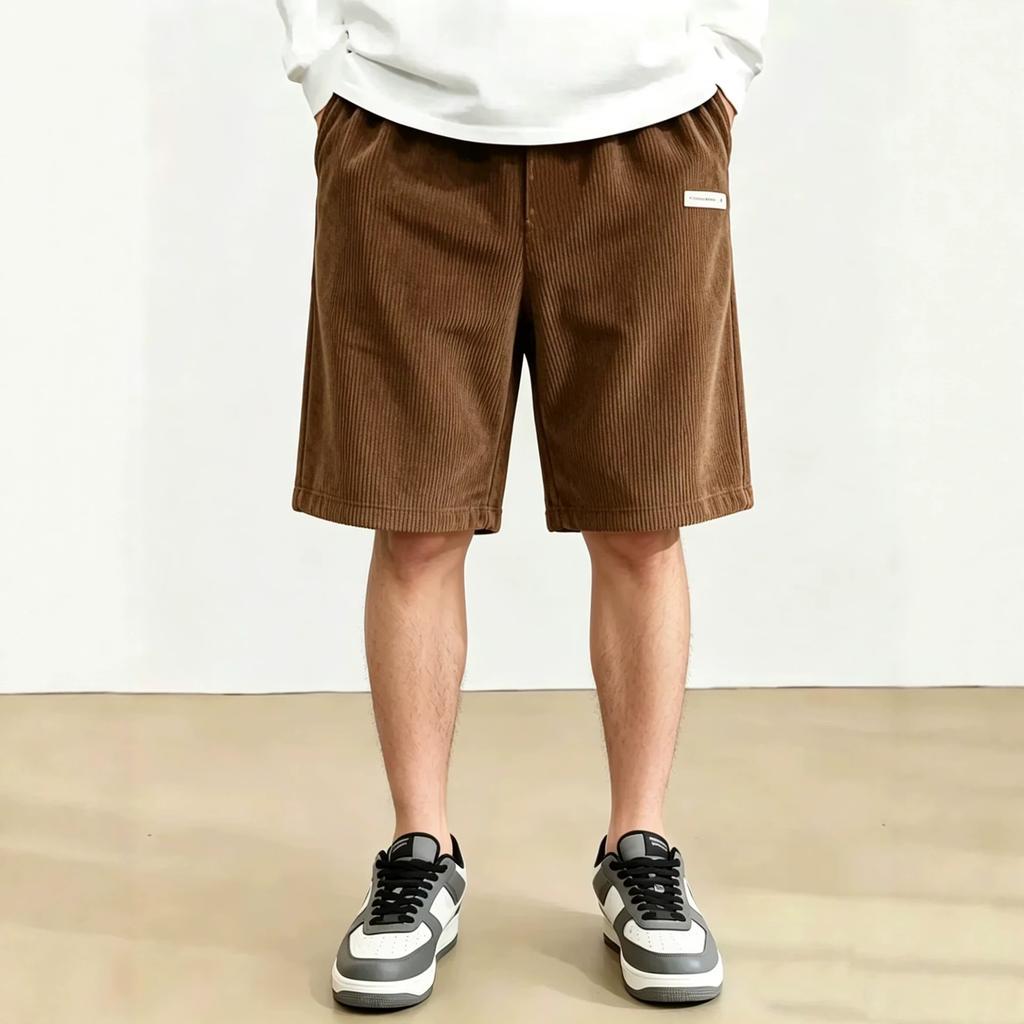 Summer new men's corduroy shorts Japanese loose straight five-point pants casual versatile outer sweatpants