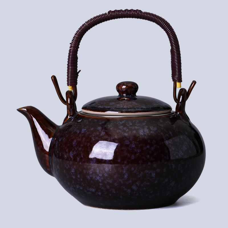 Japanese Style Kung Fu Tea Set Kiln Transformed Lifting Beam Teapot Ceramic Teapot Simple with Filter Tea Maker Single Pot