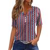 Women's T Shirt Tee Independence Day Print Button Short Sleeve Daily Weekend Fashion Basic V-Neck Regular Top