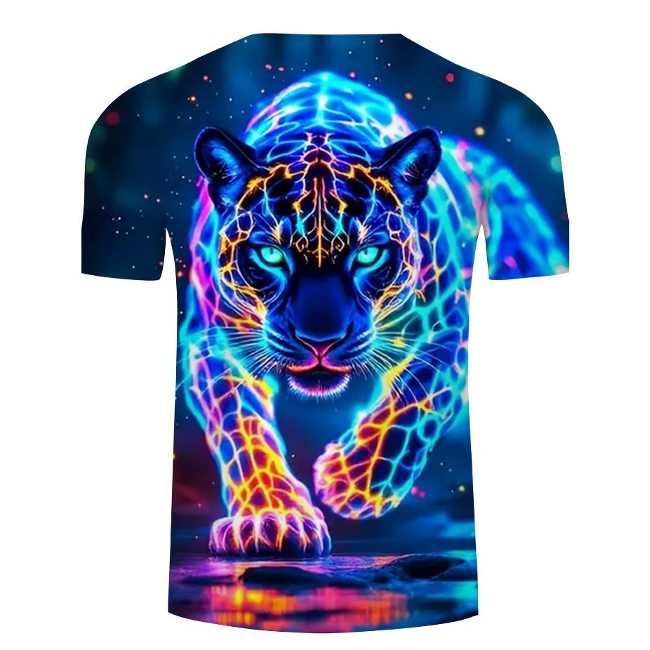 Men's Casual Short Sleeve T-Shirt - Animal Print Skull & Foliage Graphic Breathable Summer Tee Round Neck for Outdoor & Casual Wear, Summer