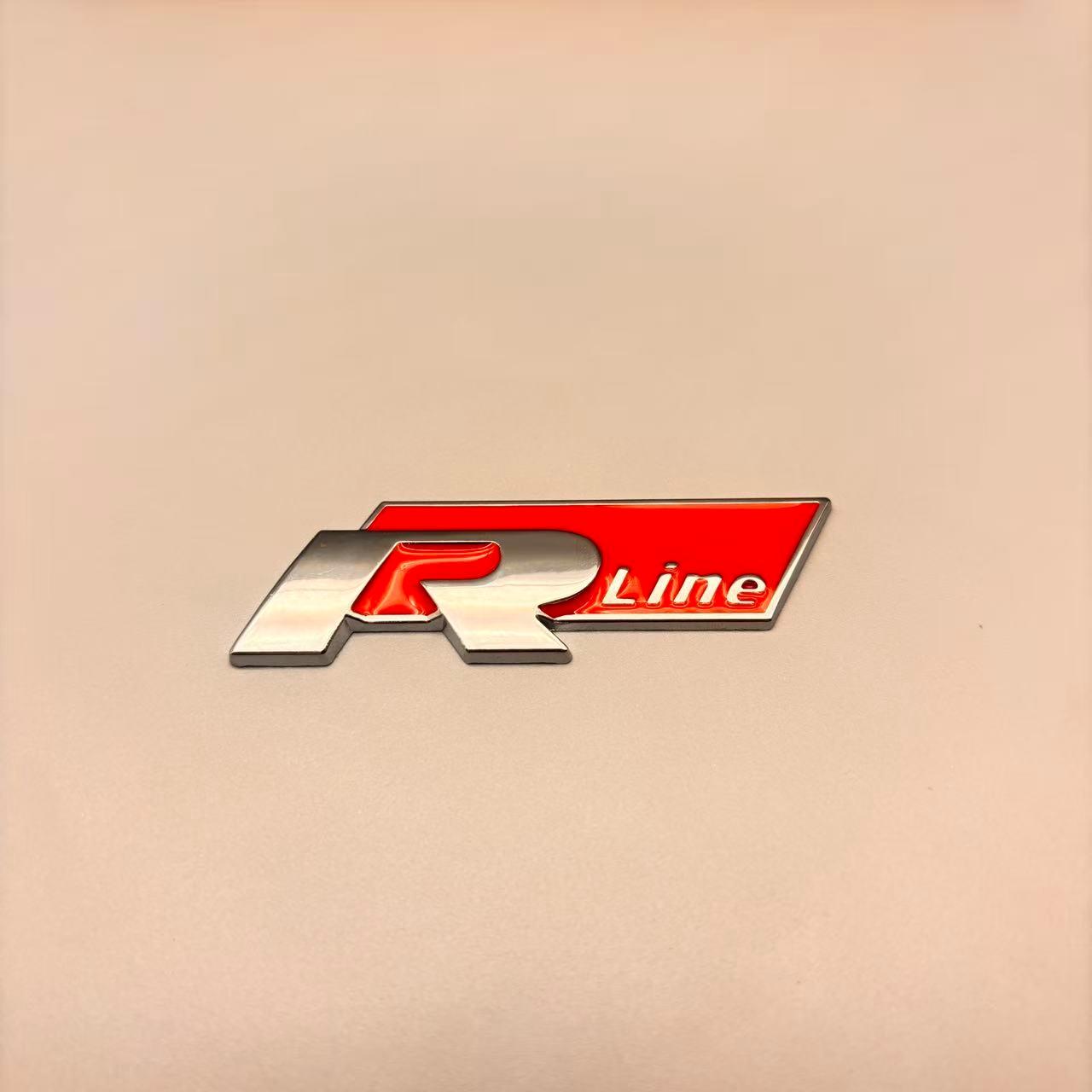 

Metal V-//W Rline Emblem Sticker Rear Trunk Badge Decals For R Line Golf 6 GTI CC Touran Touareg Polo R Line-Silver Red