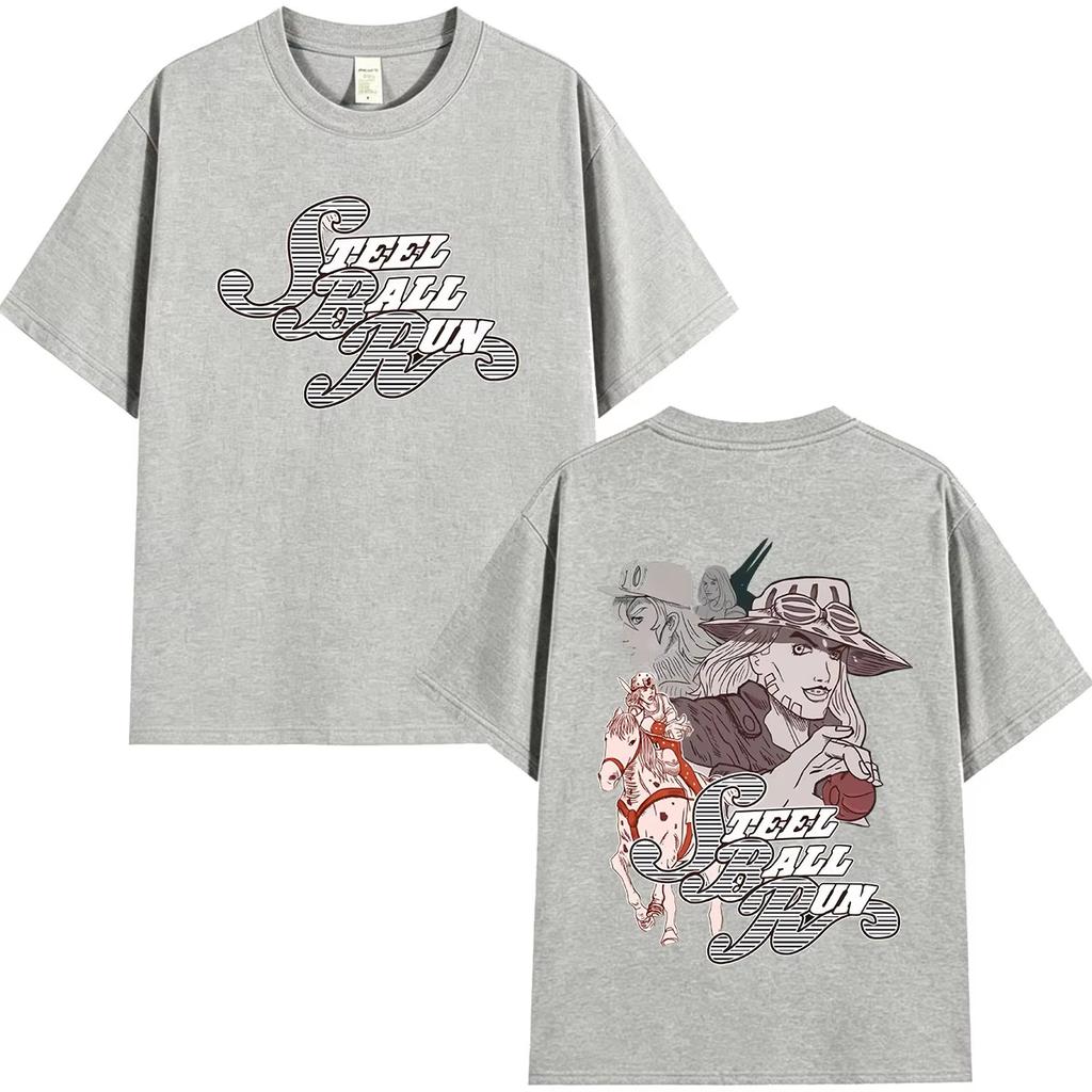 Hot Sale Anime Jojo Bizarre Adventure STEEL BALL RUN T-shirt Unisex Casual Harajuku Hip Hop Punk Cotton T-shirt Breathable and Comfortable Clothes