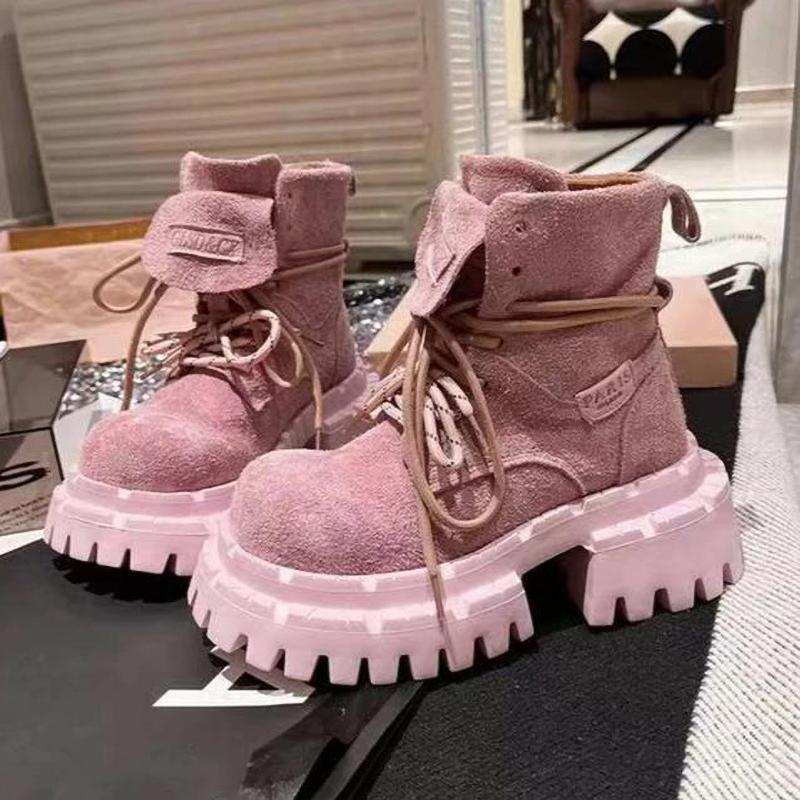 Ankle Boots Women Flats Platform Shoes Fashion Winter Boots Suede Cozy Chelsea Botas