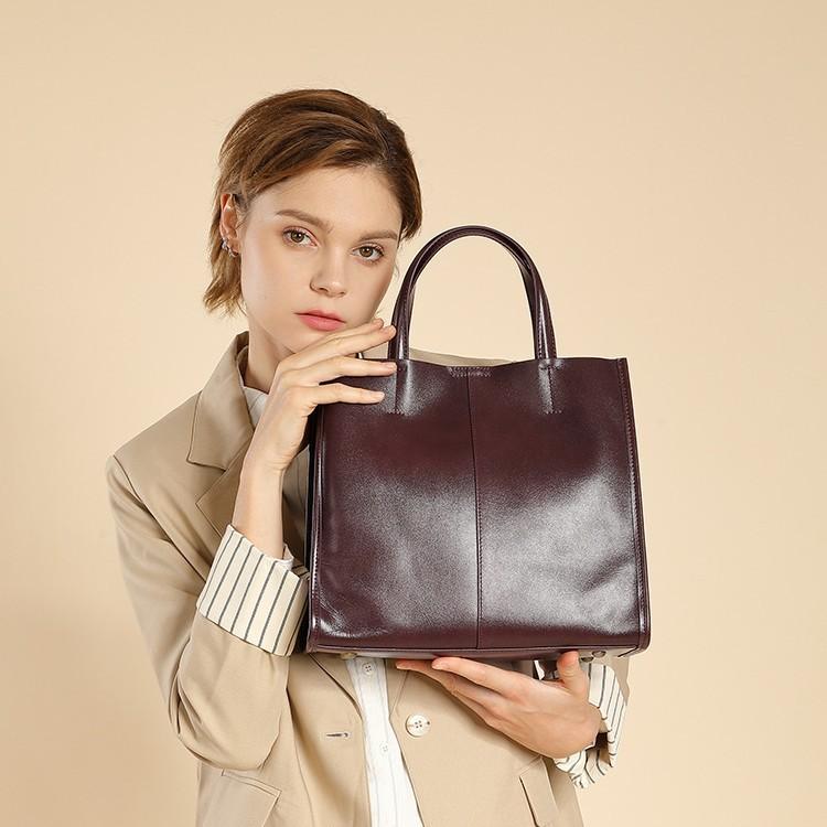 Leather Women's Bags Large Capacity Vertical Square Bags Simple Shoulder Crossbody Handbags Cowhide Women's Bags