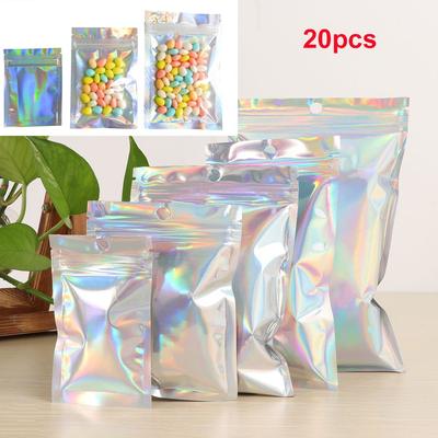 20 stycken Återförsäljning Aluminiumfolie Självtätande Återförslutningsbara Påsar Förpackningspåse Förvaring Dragkedja