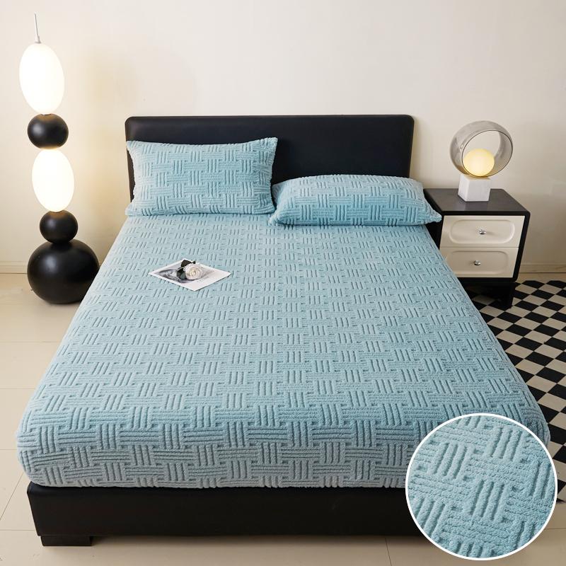 Jacquard Fitted Sheet Bedding Soft Warm Mattress Cover Thick Bed Cover Anti-mites Winter Non-slip Mattress Protective Cover 1pc