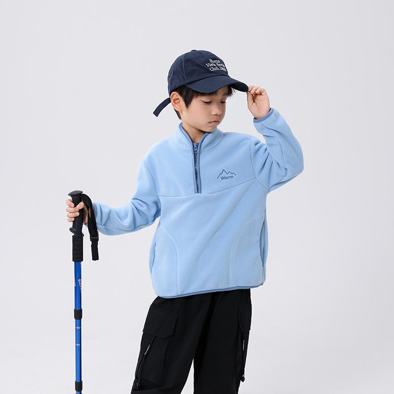 Children s Stand Collar Color Block Fleece Pullover - Warm Winter Style for Boys & Girls 110 cm