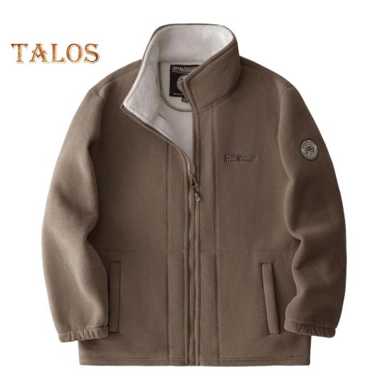 Herren Mantel Revers Langarm Doppelseitiger Polarfleece Mantel mit Taschen Herbst Winter Einfarbig Lässige Oberbekleidung