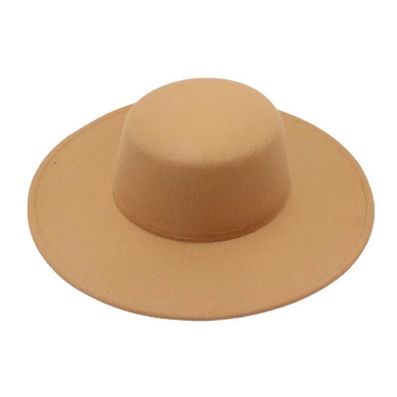 Women's Autumn/Winter Wool Felt Fedora - Large Brim Jazz Hat in French Hepburn Style