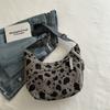 Cow Print Corduroy Crossbody Bag Korean Fashi Large Capacity Shoulder Bag Casual Commute Zipper Canvas Tote Handbag
