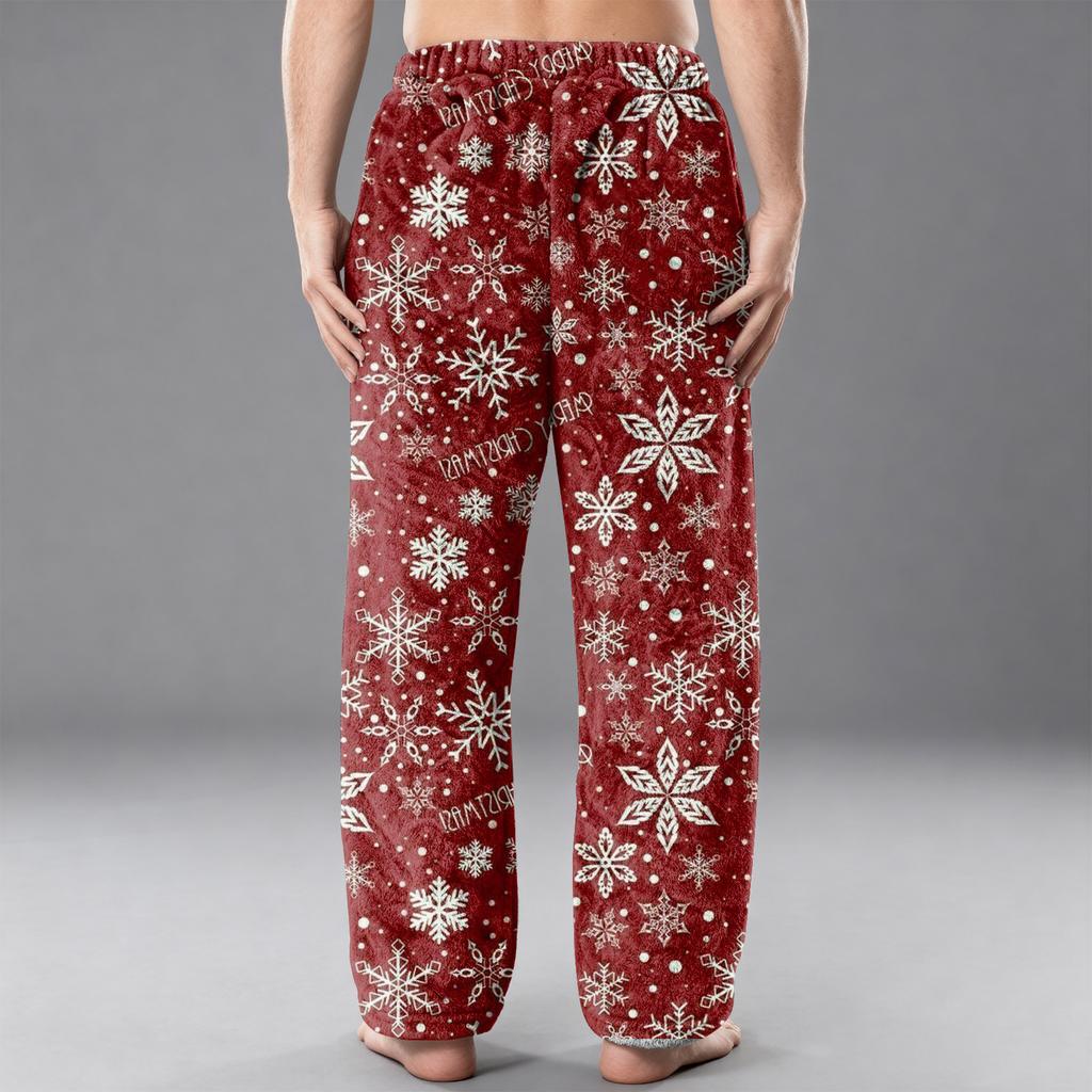 Men's Flannel Pocket Casual Pants, Printed Pocket Casual Pants, Home Sleeping Pants