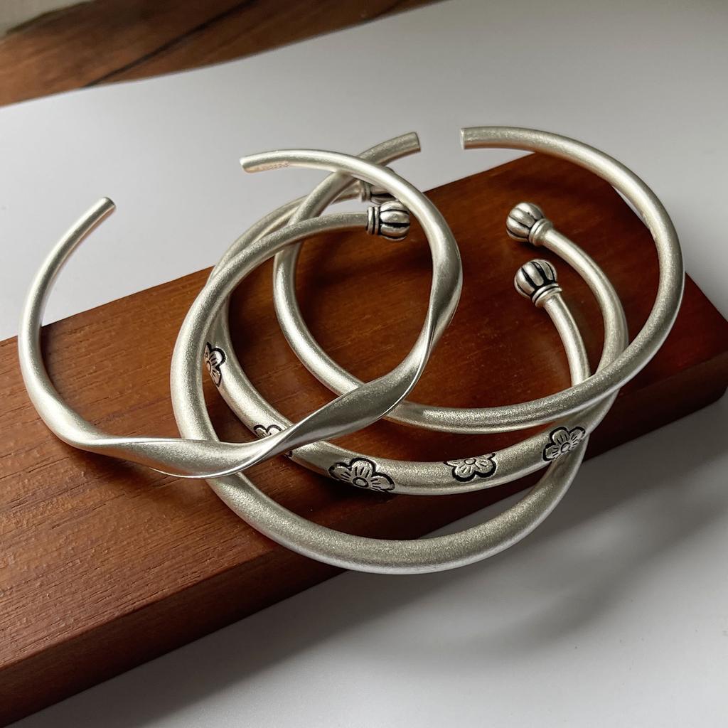 100% Solid 925 Sterling Silver Metal Bracelet for Women Men Shinning Handmade Simple Narrow Flower Bracelets For Birthday Gift