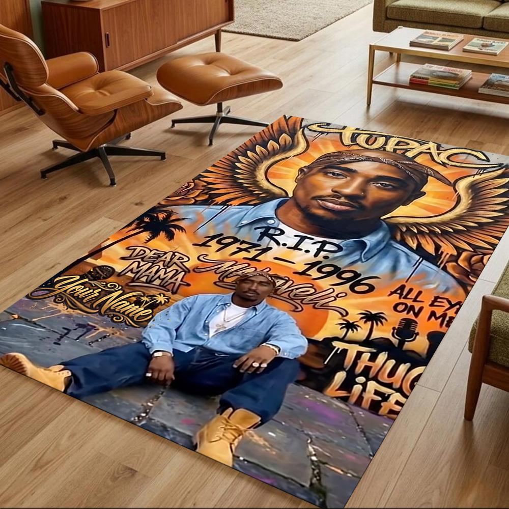 2pac Customized Name Floor Mat Perfect for Dining Room Kitchen Bedrooms Dormitory Antislip Carpet Anime Office Decor Perfect Gift for Friends & Family